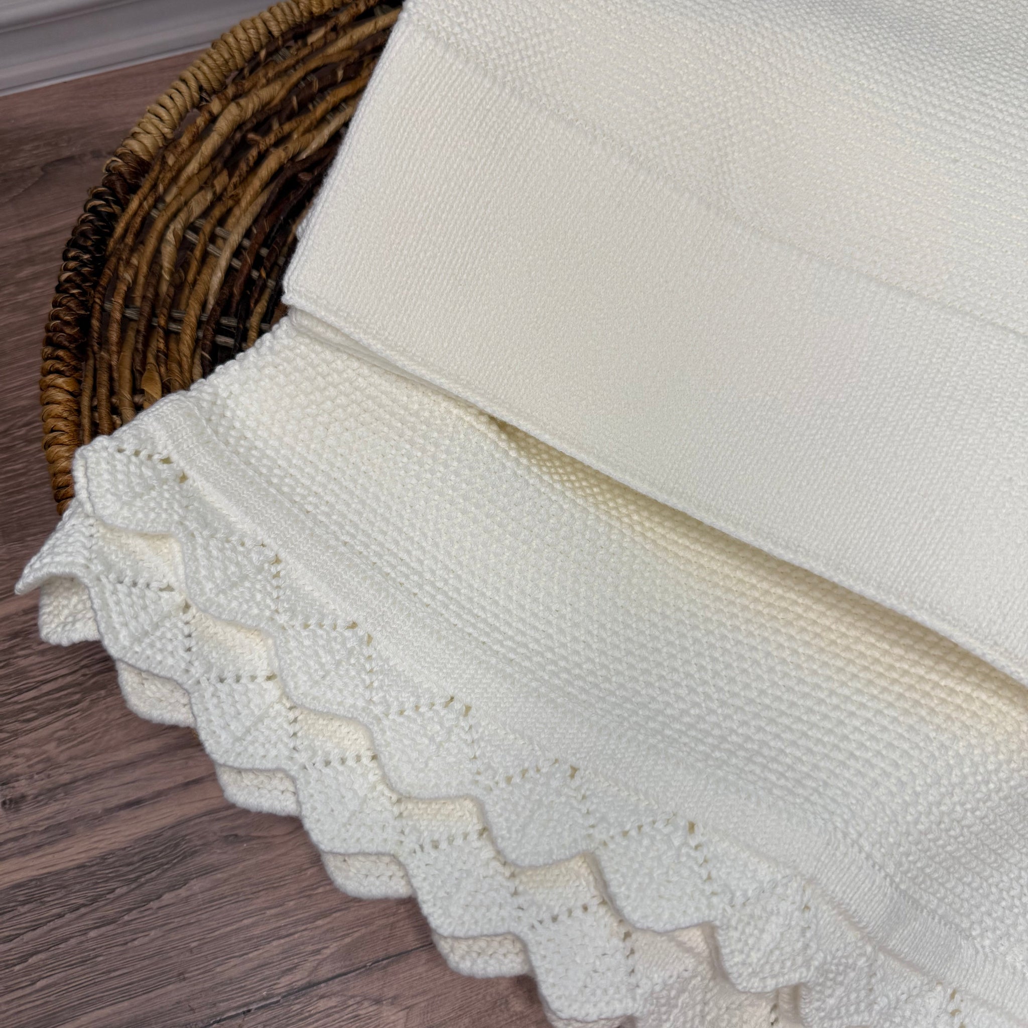 Personalized Scalloped Edge Knit Baby Blanket