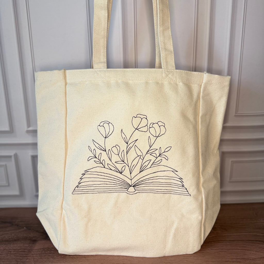 Book & Blooms Tote Bag